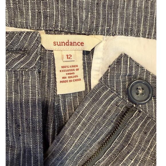 SUNDANCE Women's Striped Wide Leg Pants Size 12 Grey Gray 100% Linen Trousers - Picture 5 of 8